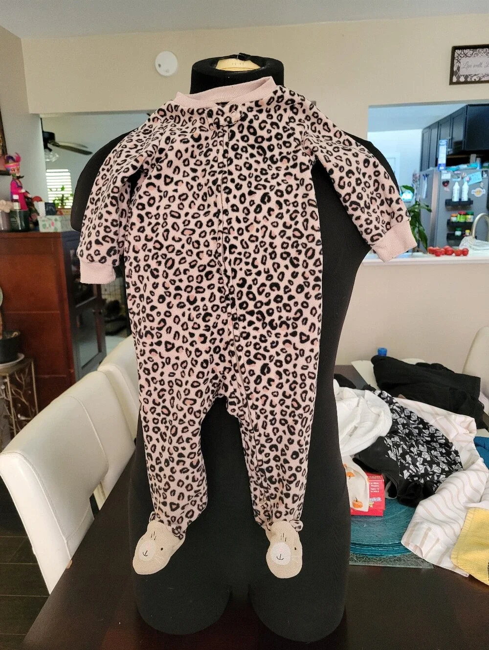 Carter Pink Leopard Print Footed Baby One-Piece